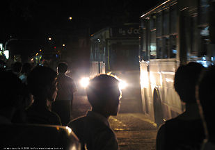 A quick snapped photo of a Bus stop scene at Yangon, Myanmar (Rangoon, Burma)