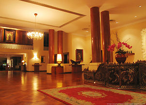 Reception area at Dusit Inya Lake hotel , Rangoon, Burma