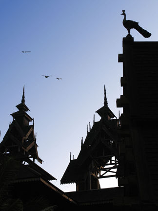 Architetural roof top of Kandawgyi Palace Hotel, Yangon, Burma