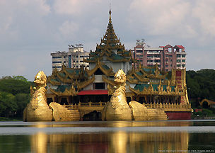 Royal lake, Ship Restaurant, Burma (Myanmar) Kandawgyi Palace Hotel