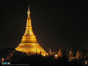 Desktop night vision photo of Shwedagon Pagoda of Yangon, Myanmar (Rangoon, Burma)