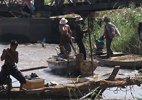 Mekong River side Workers at work