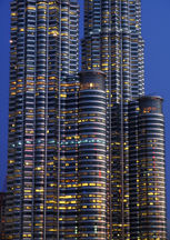 a series of photos of the Office Lights, at Petronas Twin Towers