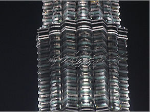 blurry shot of the rarely seen migrating birds circulating the Petronas Twin Towers (200k Jpeg) Loading...