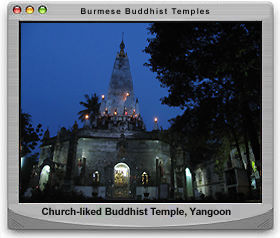 A colonial days Church-like Buddhist temple in Yangoon, Myanmar