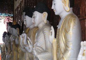 The Internation Buddha images exhibits at Dhammikarama Burmese Temple, Penang Island