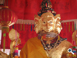 A sectioned 4 Faced Buddha image at Wat Chai, Penang