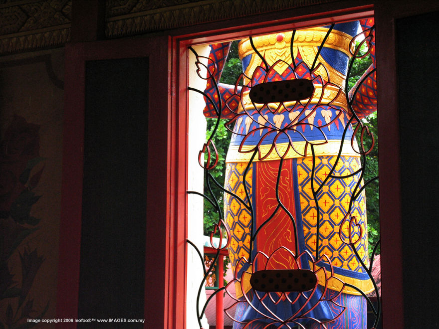 A familiar view from inside the Wat Chaiyamangalaram (Wat Chai) Thai Buddhist Temple