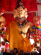 A newly installed four faced Buddha at Wat Chaiyamangalaram (Wat Chai) Thai Buddhist Temple