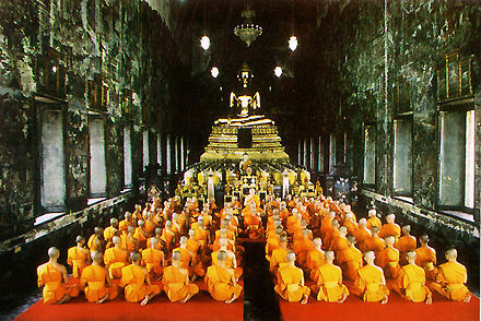 The Buddha Statue of Phra Buddha Trilokachet at the Phra Ubosot / Ordination Hall at Wat Suthat
