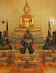 Phra Buddha Sethamuni at Wat Suthat that made partly out of opium canistered 