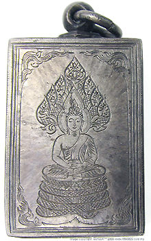 Decorative silver frame / case for housing a Buddhist portable Thai amulet