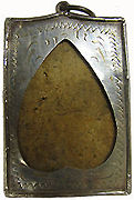 Old, antigue way of silvery casing type for Thailand Buddhist Amulets, rear section opened