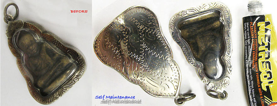 Self Servicing amulet with commercial cleaning agent