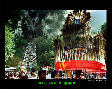 The Batu caves during Thaipusam festival for the Hindu community in Malaysia