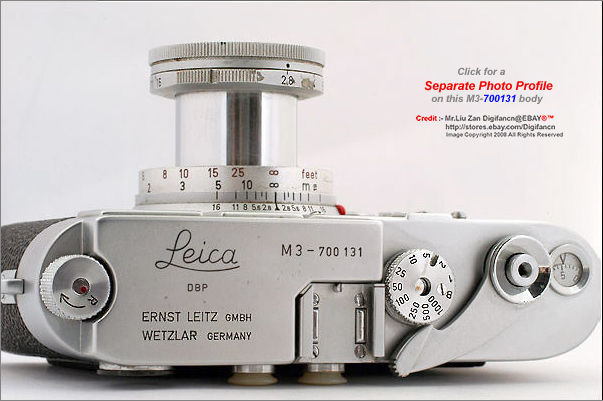 One of he earliest Leica M3 camera models around s/n 700131, within the first few hundred in its swerial number with all early M3 features