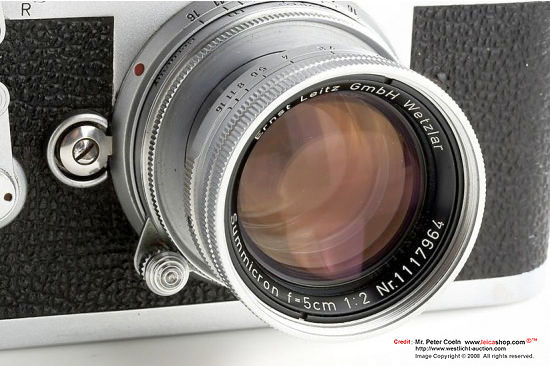 Leica M3 early double stroke unit with early S/N and Summicron 2/5cm front view