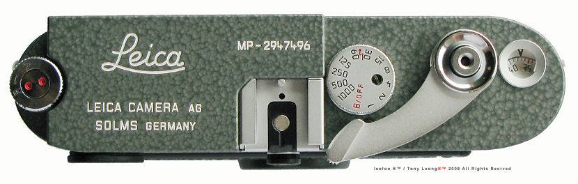 Top plate, Leica MP LHSA 1968~2003 Special Edition in grey hammertone finish