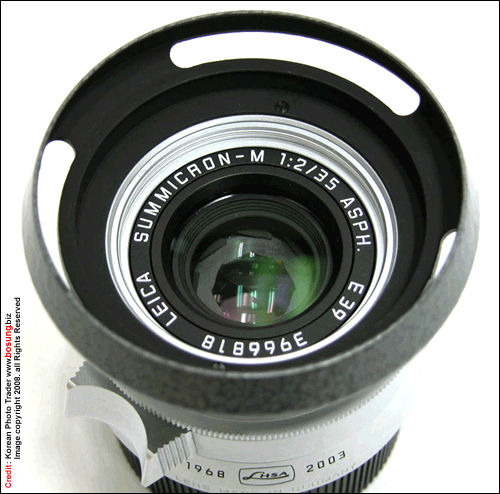 Leica MP Hammertone with  Summicron-M 1:2/35 ASPH front view w/lens hood,  Picture by Bosung Korea
