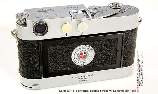 Rear section view of a Leica chrome double stroke MP body
