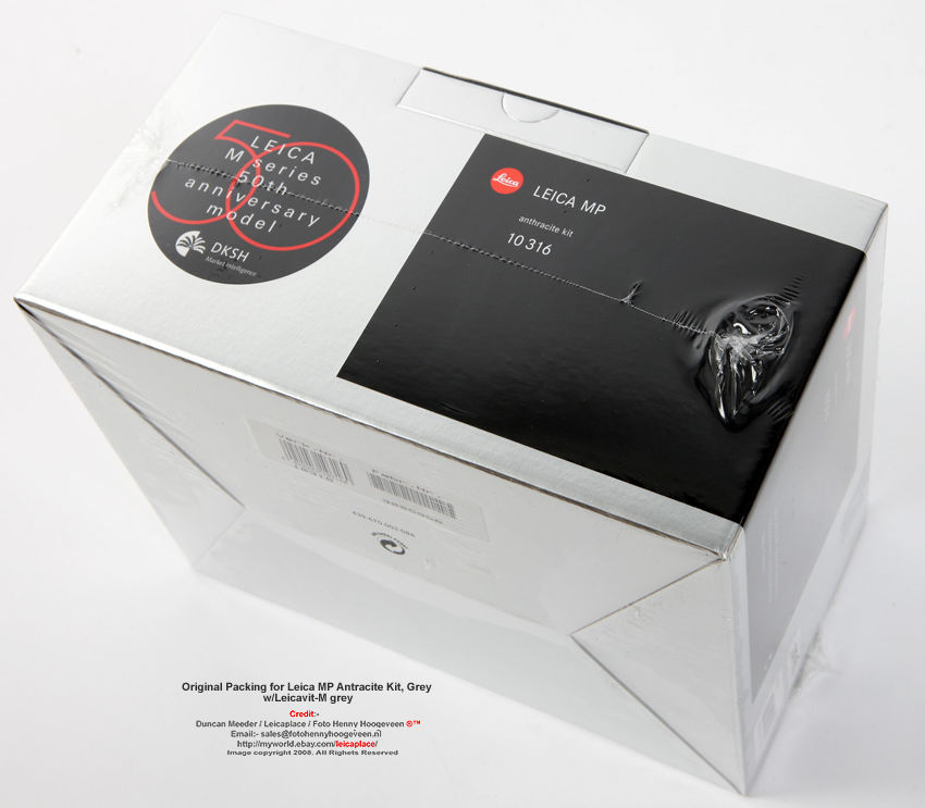 original box/packing for the Grey colored, Leica MP Anthracite  Kit w/Leicavit-M, specially re-taken by Mr. Duncan