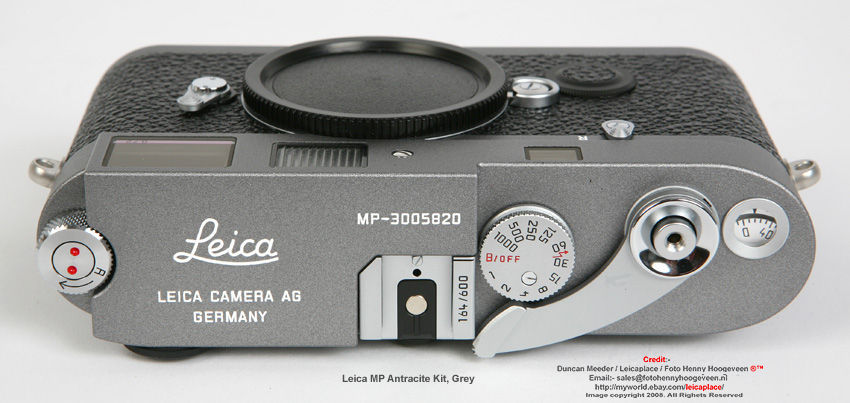 Top camera plate and vaious features of Leica MP Anthracite special-edition model