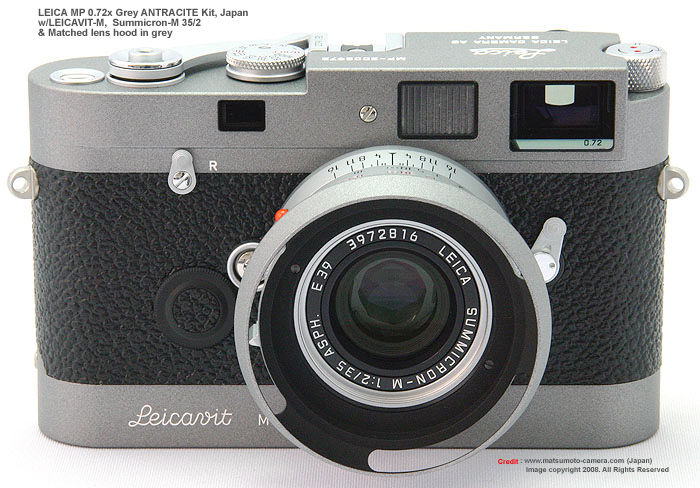 Special edition of Leica M 50th Anniversary in JAPAN, LEICA MP 10316 0.72x Antracite Kit 
w/matched colored LEICAVIT-M, SUMMICRON-M 1:2/35mm ASPH and Lens hood