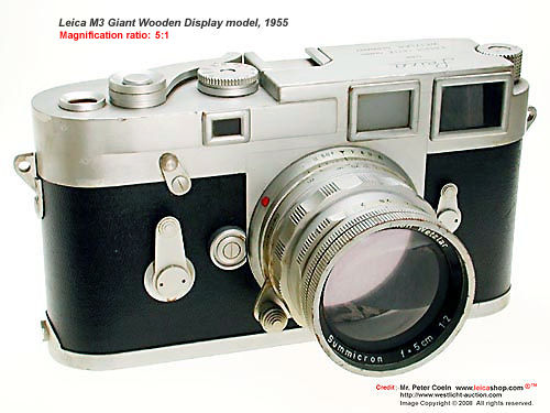  A very rare, Leitz made, giant display model with Summicron 5cm lens 
which fetches a good premium of an auction Buy-Now price of EUR4,900-00 !