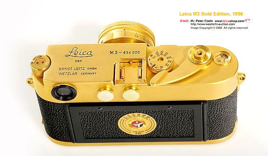 Top camera plate section on the Leica M3 Gold , 1956