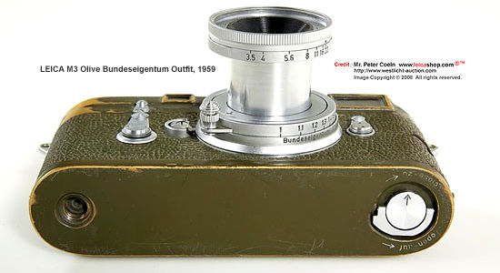 Bottom section view / plate of a Leica M3 Olive Bundeseigentum 