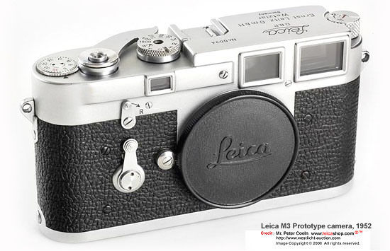 Leica M3 chrome, Prototype rangefinder camera, 1952 by LeicaShop