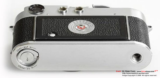Base and rear section view of a Prototype Leica M3 camera, 1952