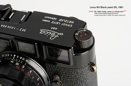 Sectional view of a Leica M3 Black Paint SS Model w/ matching black paint Summicron-M 50mm f/2.0 lens 
