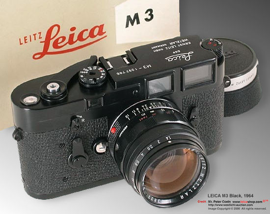 An original, un restored LEICA M3 black with Summilux 50mm f/1.4