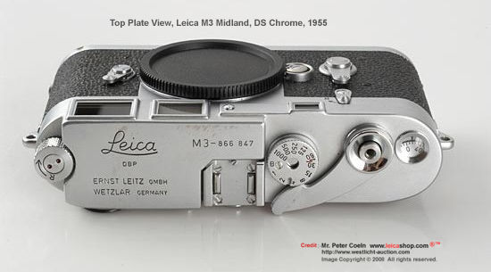 Top Plate, Leica M3 Midland DS, Chrome, 1955