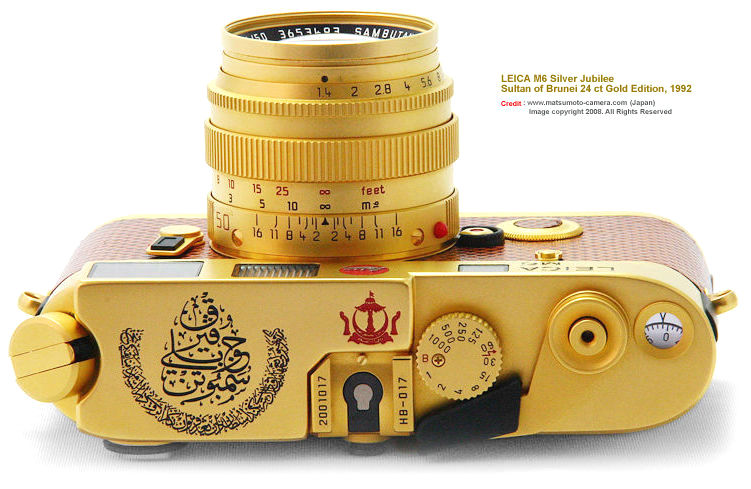 LEICA M6 Sultan of Negeri Brunei Darussalam Silver Jubilee 24ct Gold rangefinder camera/lens Edition w/gold plated SUMMILUX 1:1.4/50mm SAMBUTAN JUBLI PERAK edition