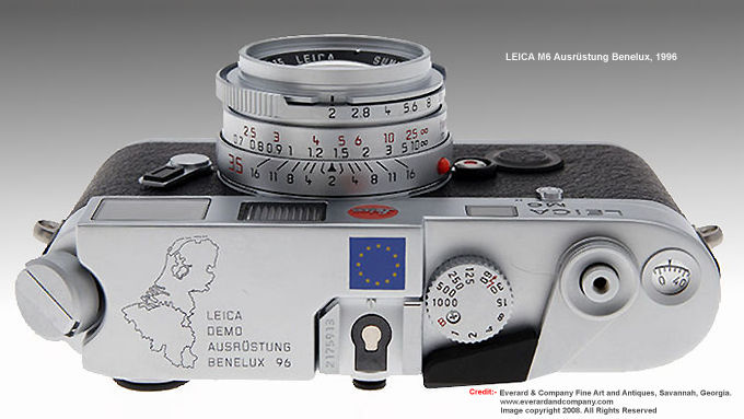 LEICA M6 Ausrstung Benelux Rangefinder Camera Model issued in 1996 with special printing and enngraving of EU logo and benelux Economic zone engravings