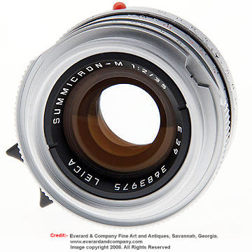 The SUMMICRON-M Silver Chrome 35mm f/2.0 lens designed for LEICA M6 Ausrstung Benelux Rangefinder Camera Model, 1996