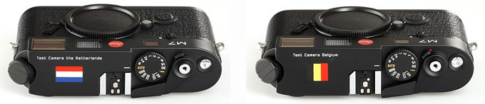 Two LEICA M7 Test camera with national falg of Netherland and Belgium
