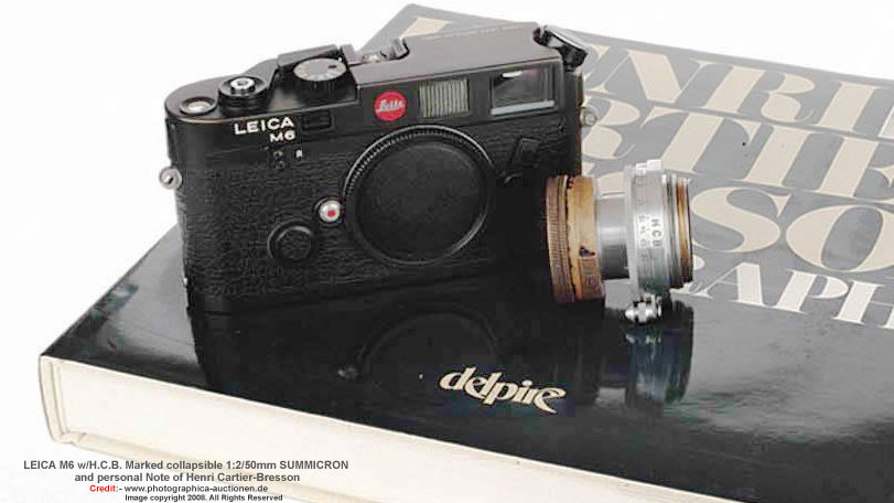 Leica M6 Classic Black with personal note enclosed by Henri Cartier-Bresson auctioned by Photographic Auction, Germany
