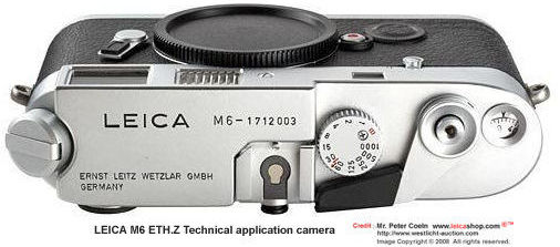 Top plate, LEICA M6 Classic chrome, ETHZ special edition rangefinder camera, 1987