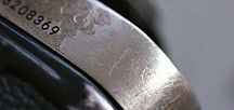 Worn off titanium finishing in a camera body