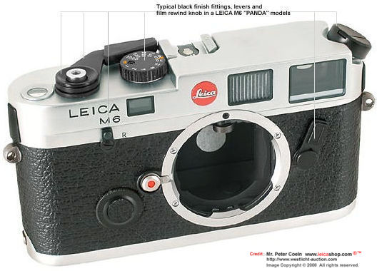 Illustration of features and  characteristic of Leica M6 Panda w/black fittings models