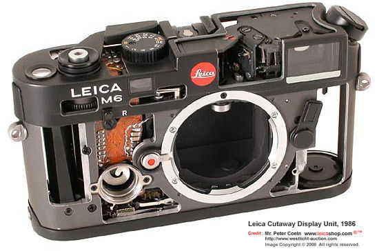 Leica M6 Cutaway Display Units, 1986 in showing interior mechanism inside a classic Leica M6 camera body