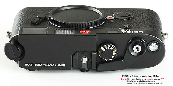 Top plate of an early version, Leica M6 Black Wetzlar model in 1984