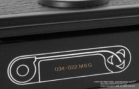 The hidden Serial number with M6G encoding in Leica M6G black rangefinder camera