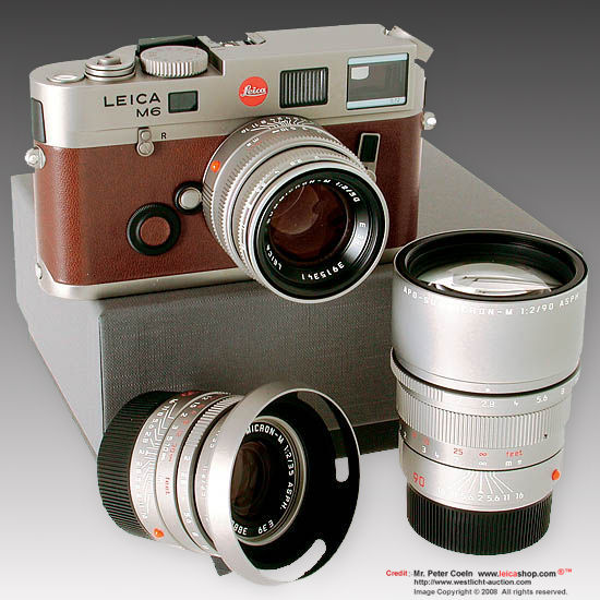 Special Edition of a Leica M6 TTL 0.72x Titanium finish camera body  for Leica Historical Society of Germany (LHSG) with three Titanium finish Leica lenses