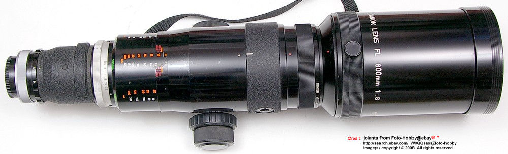 Canon super telephoto lens FL mount 800mm f/8.0 Side section view on lens barrel