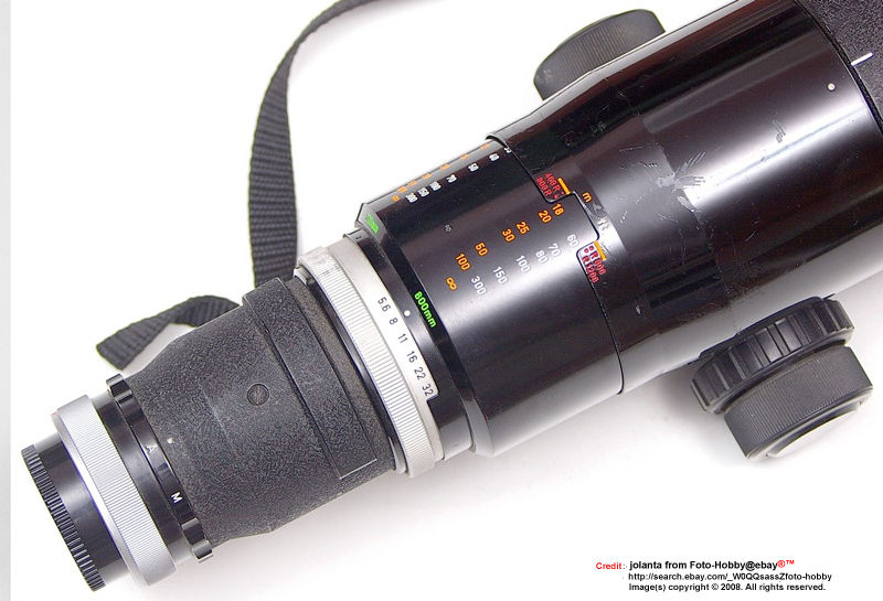 Canon super telephoto lens FL mount 800mm f/8.0 with close up view on zoom settings