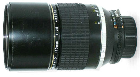 Nikon 180mm f/2.8s Side view telephoto